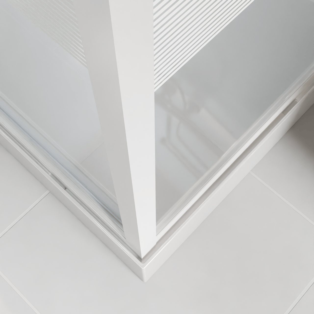 Luca Varess Talan cabine de douche avec portes pivotantes 90 x 120 cm verre transparent avec bande mate rayée profil blanc brillant