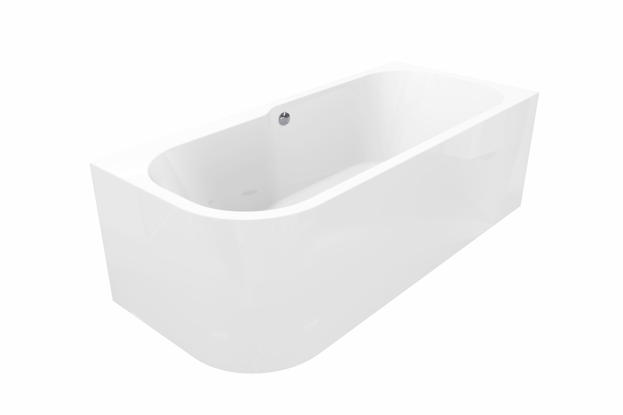 Linie Pietro tweepersoons hoekbad rechts 180 x 80 cm acryl hoogglans wit