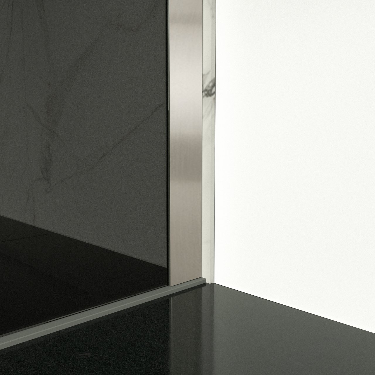 Balmani Modular douche à l'italienne 180 x 200 cm verre fumé avec bande matte profil inox brossé