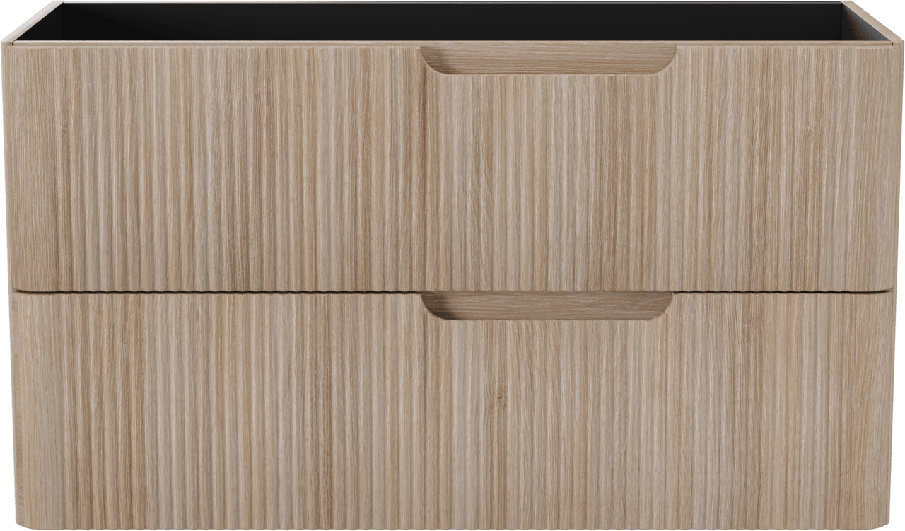 Linie Curvo hängender möbelstück Waschtischunterschränke 100 x 46 cm Eiche Hell 2 Schubladen, Vert. Sym. Rippe