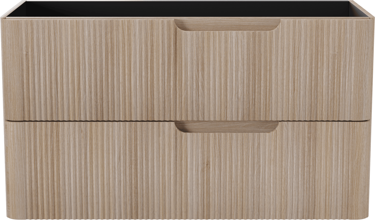 Linie Curvo zwevende wastafelonderkast 100 x 46 cm lichte eik 2 lades vert. sym. Groef