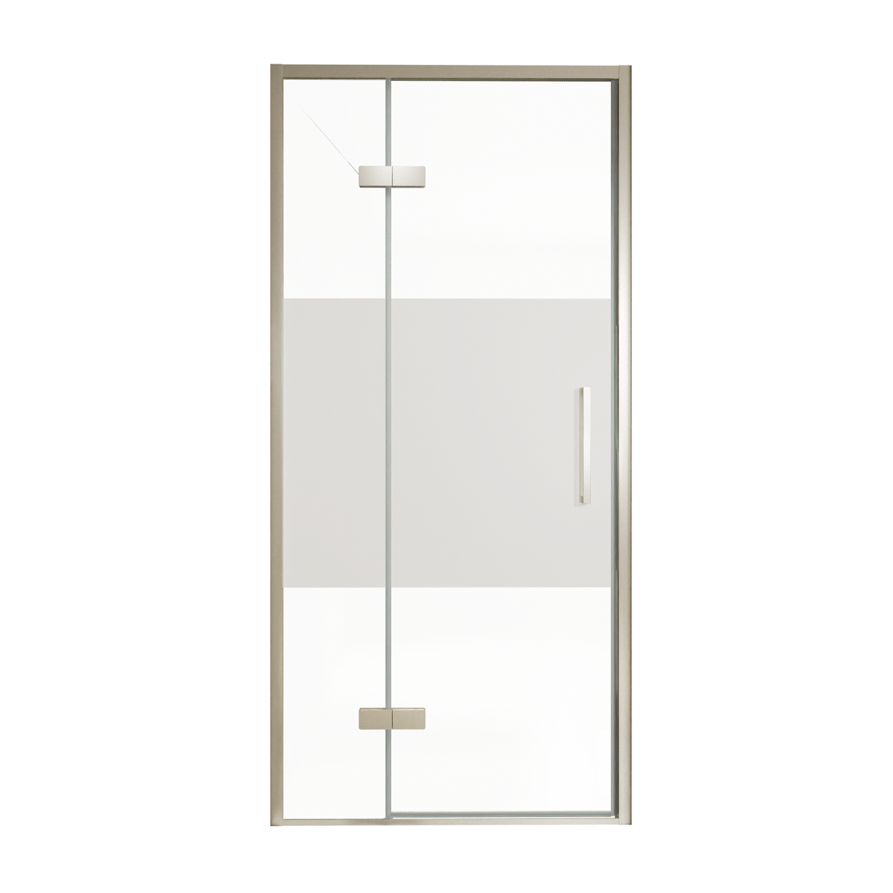 Balmani Senses Design douche draaideur links 100 cm x 210 cm Helder glas met matte strook, Brushed CoolMetal profielen