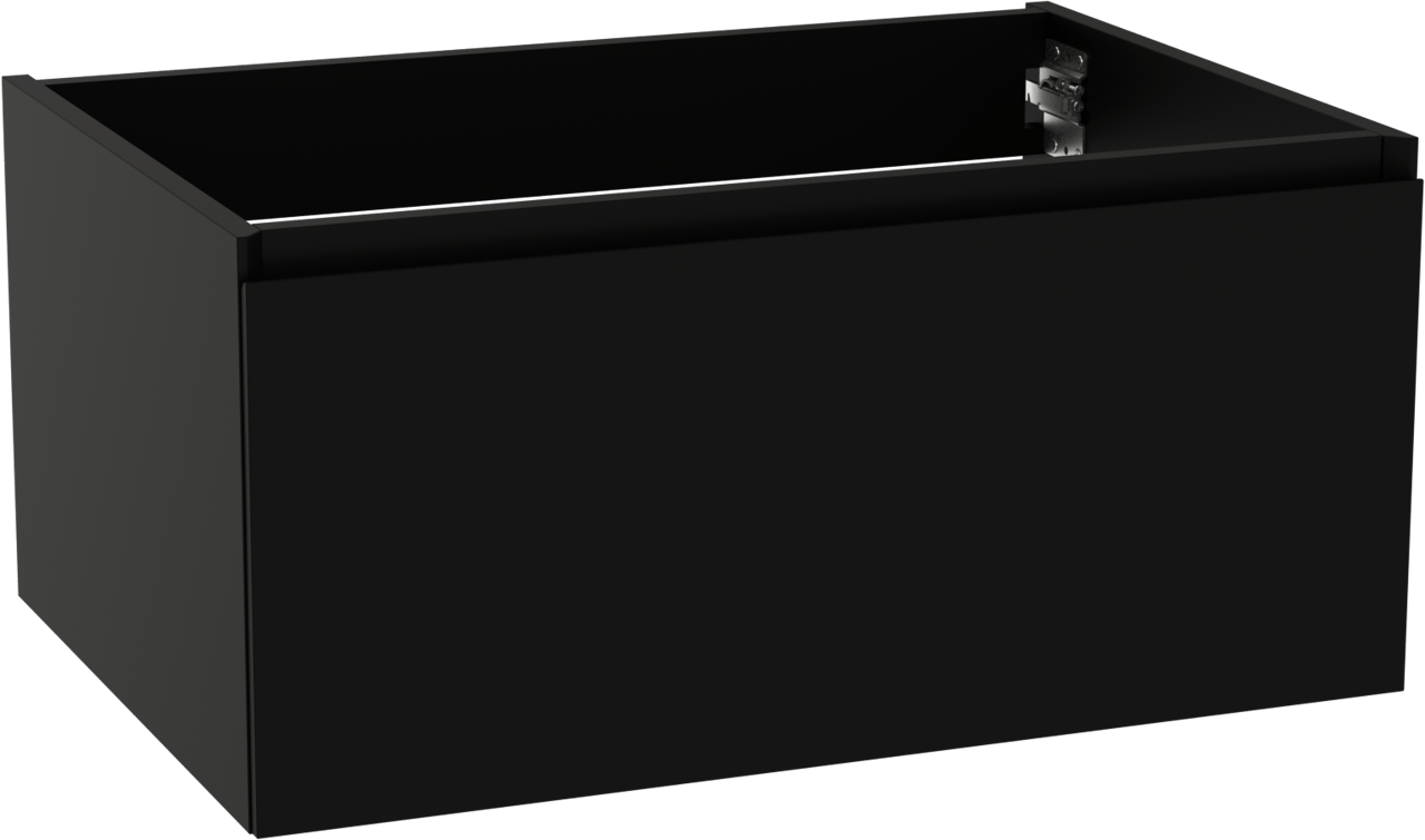 Storke Edge hängender Waschbeckenunterschrank: 75 x 52 cm, Schwarz matt, 1 Schublade