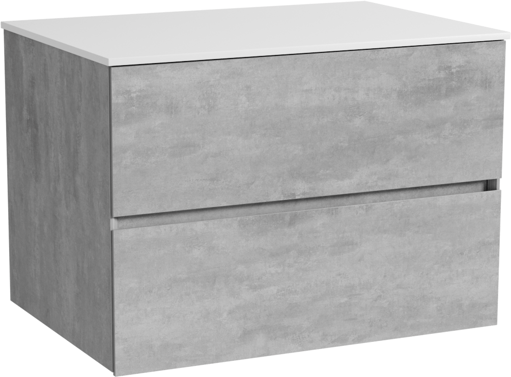 Storke Edge zwevend badmeubel 75 x 52 cm beton donkergrijs met Tavola enkel wastafelblad in solid surface mat wit