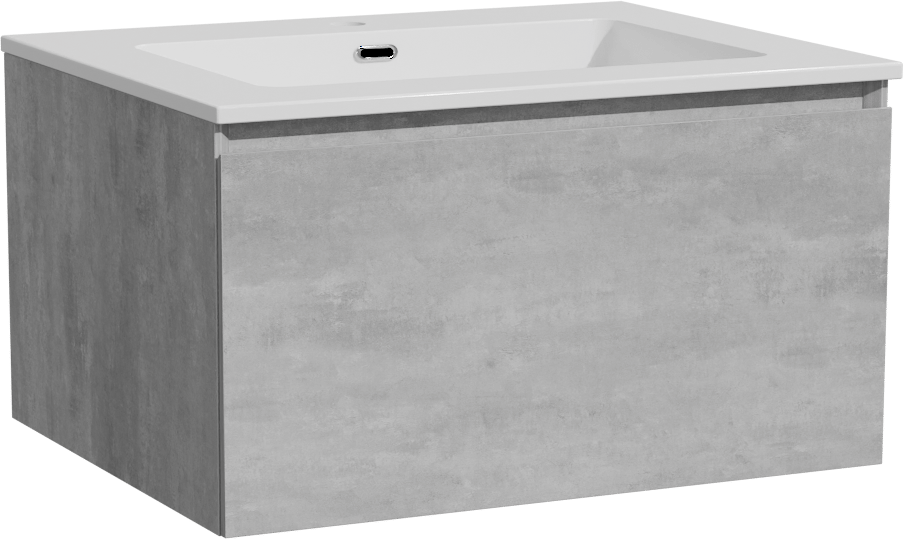 Storke Edge meuble salle de bains suspendu 65 x 52 cm béton gris foncé avec Diva plan simple en marbre composite blanc brillant