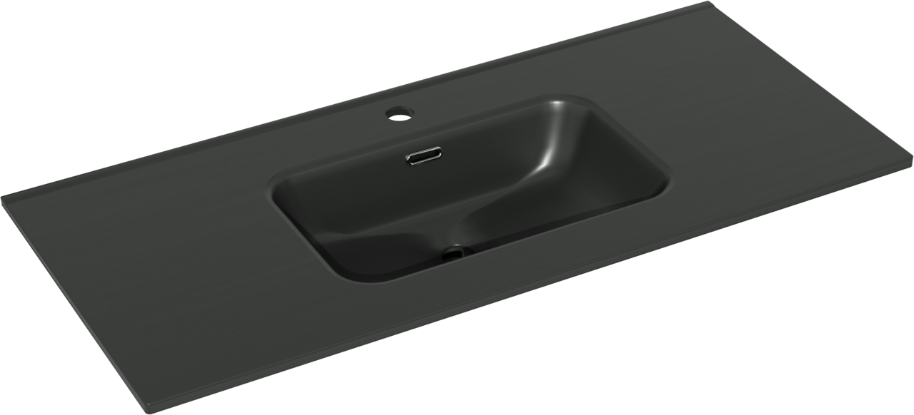 Linie Baro enkele wastafel Mat Zwarte porselein 100 x 46 cm