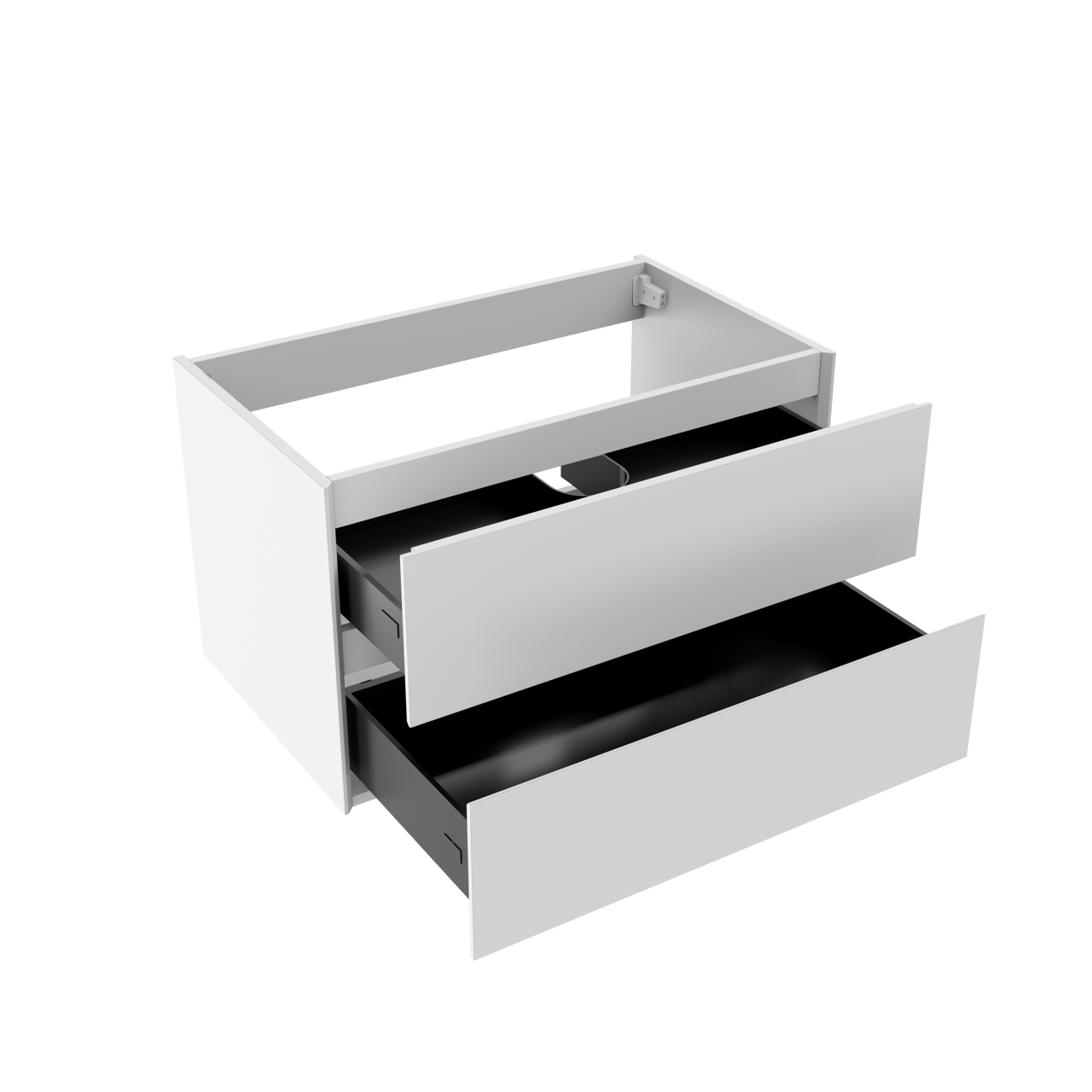 Storke Edge hängender Waschbeckenunterschrank: 85 x 52 cm, Weiß Glänzend, 2 Schubladen