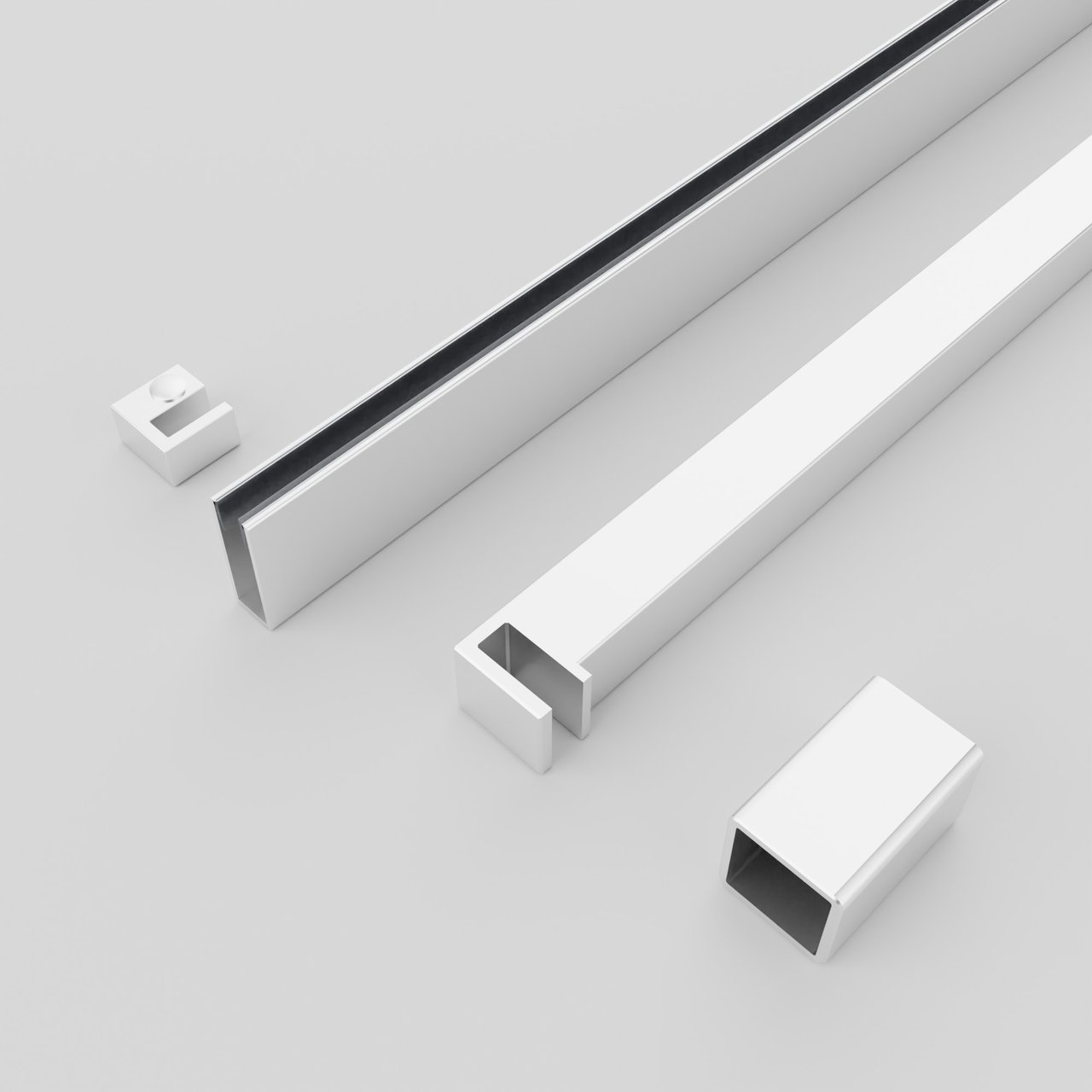 Balmani Modular inloopdouche: 100 x 200 cm, Helder glas met coating, Brushed Inox profielen