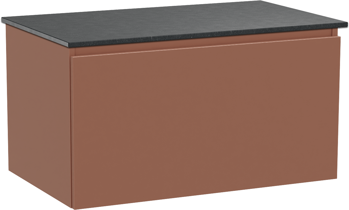Balmani Sfera by Lucida zwevend badkamermeubel 90 x 55 cm cotto met Stretto enkel tablet in graniet zwart