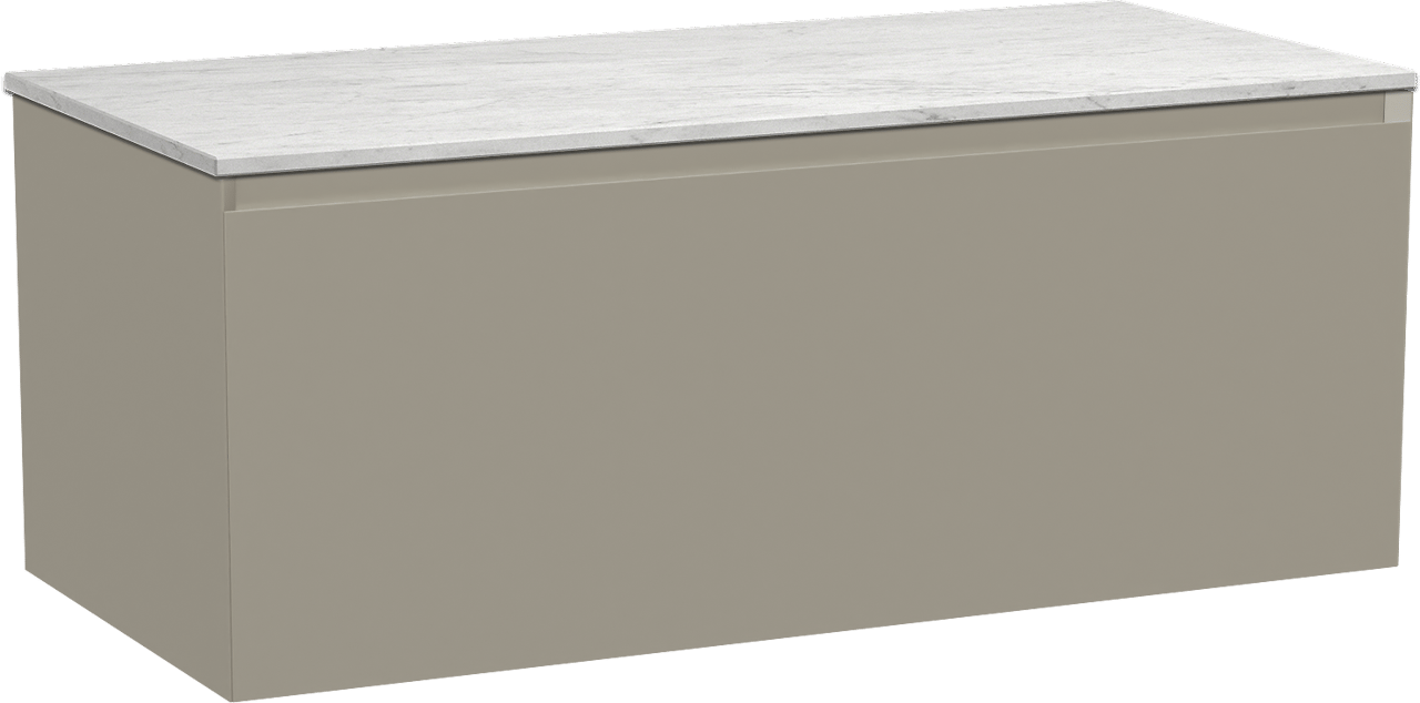 Balmani Idra zwevend badmeubel 120 x 55 cm steengrijs met Stretto enkel of dubbel wastafelblad in marmer carrara
