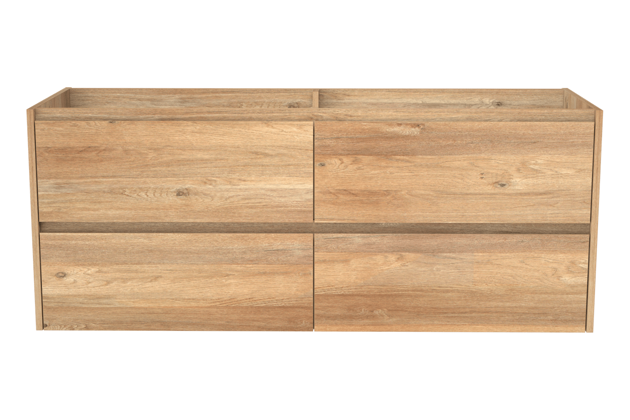 Storke Seda meuble sous-vasque suspendu 150 x 52 cm chêne brut 4 tiroirs