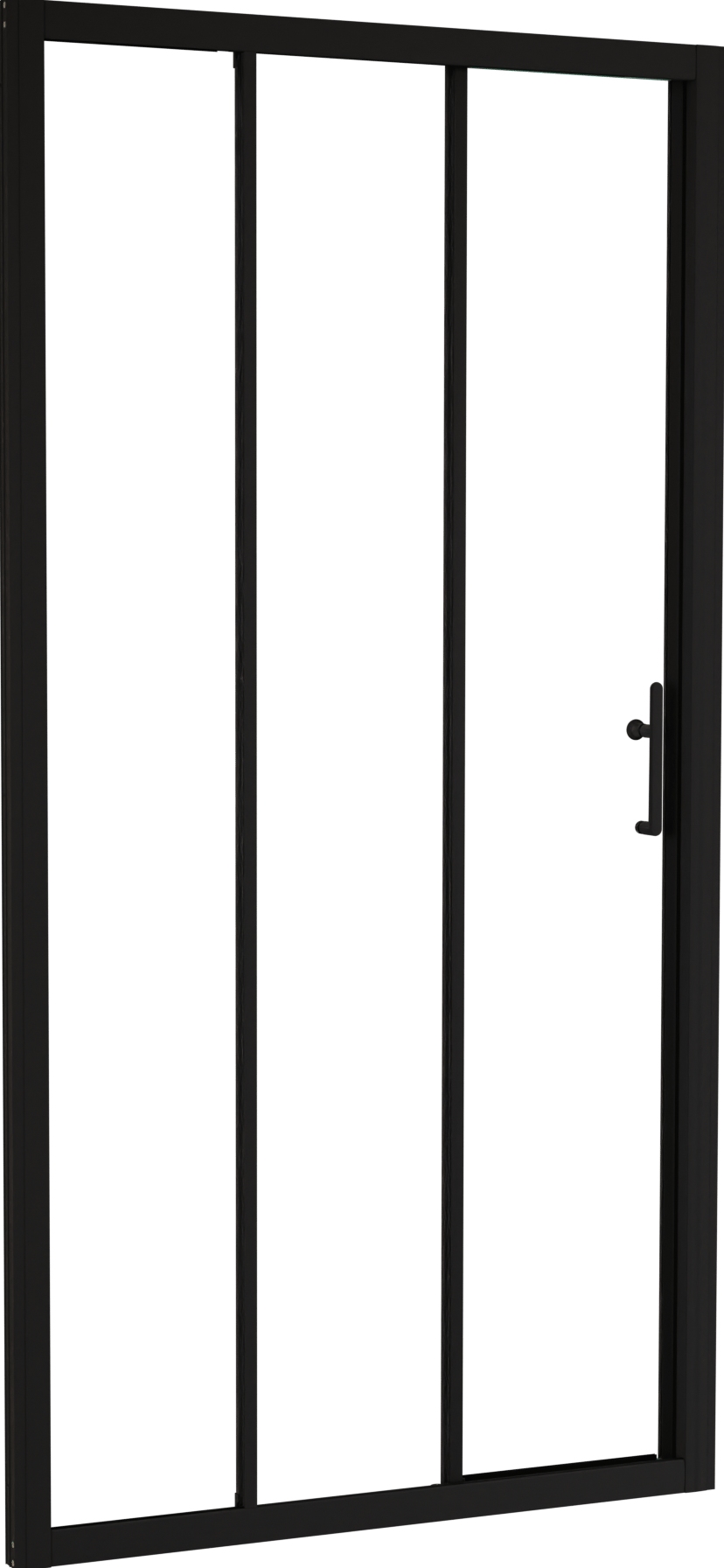 Linie Cadiz porte coulissante en trois parties 100 cm x 190 cm verre transparent profil noir mat