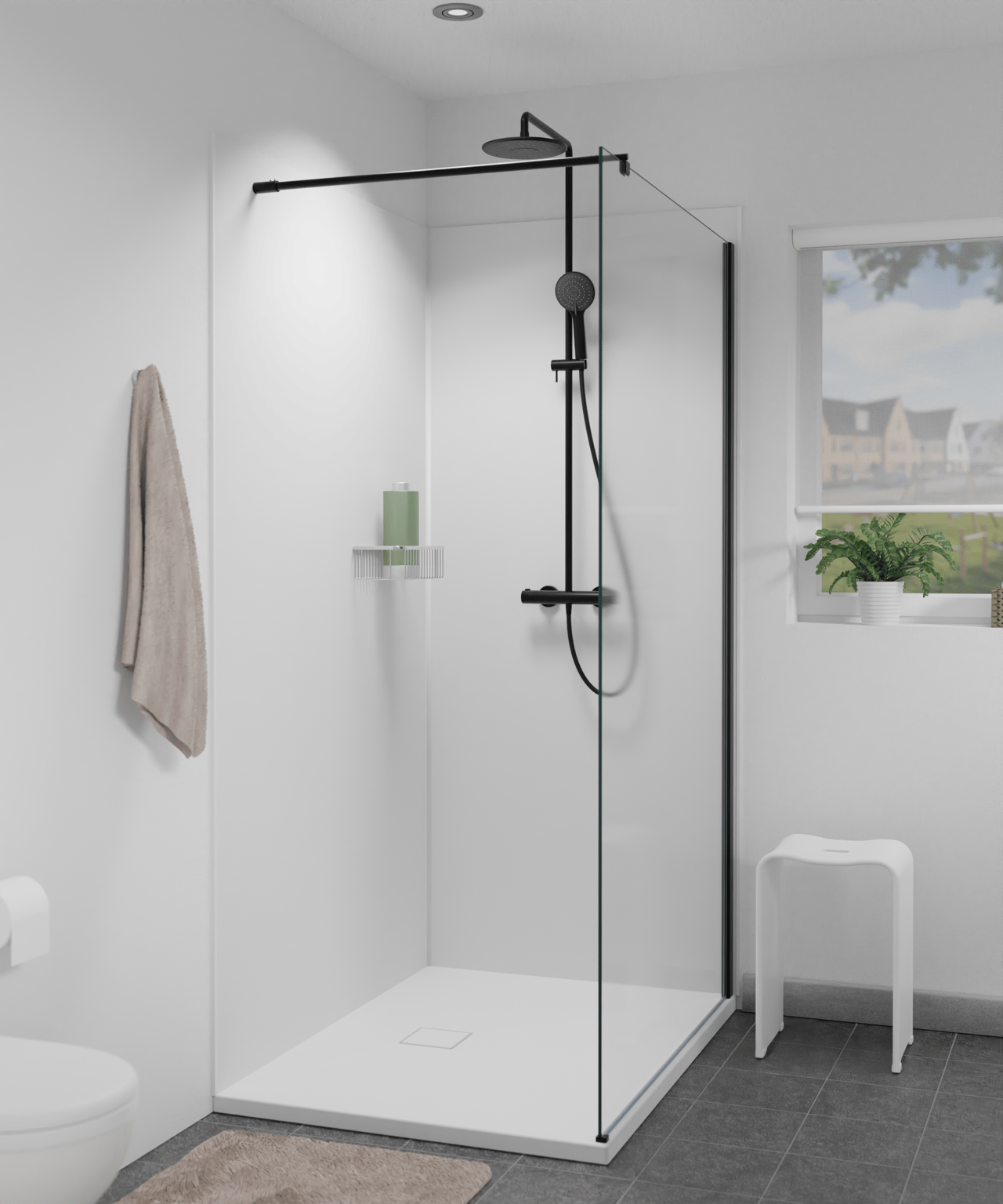 Linie Plato Duschrückwand Set 2 x 90x260 cm, PVC, Weiß matt