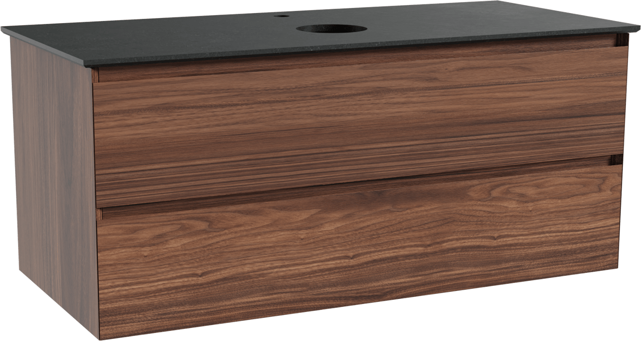 Balmani Mitra meuble salle de bains suspendu 120 x 55 cm noyer avec Facetta tablette simple en granit noir