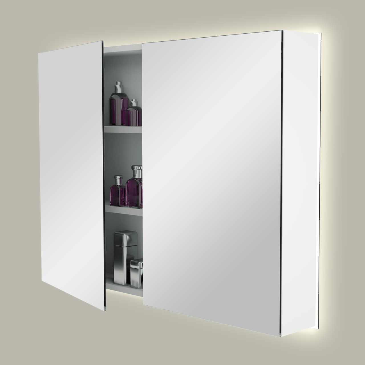 Storke Reflecta spiegelkast 100 x 75 cm mat wit met spiegelverlichting