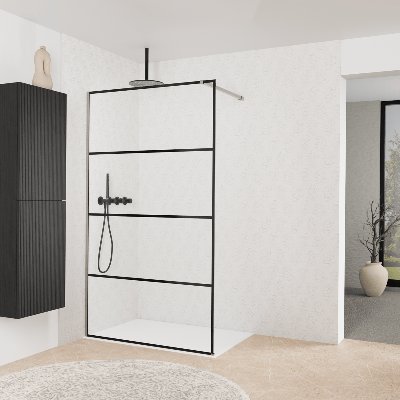 Balmani Modular inloopdouche: 120 x 200 cm, Lined, Brushed Inox profielen