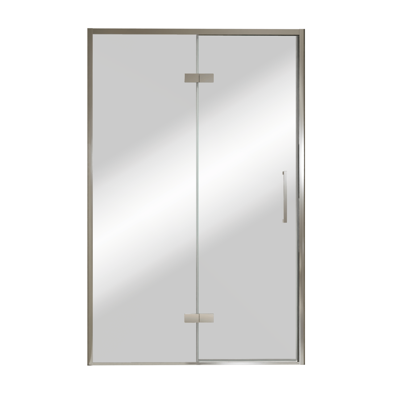 Balmani Senses Design porte pivotante à gauche 140 cm x 210 cm verre Miroir Reflex, Profil chrome, coating inclus