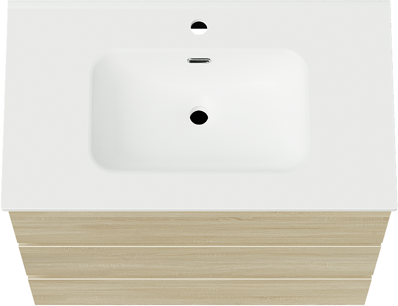 Linie Lado meuble salle de bains à poser 80 x 46 cm chêne blanc avec Baro plan simple en porcelaine blanc mat