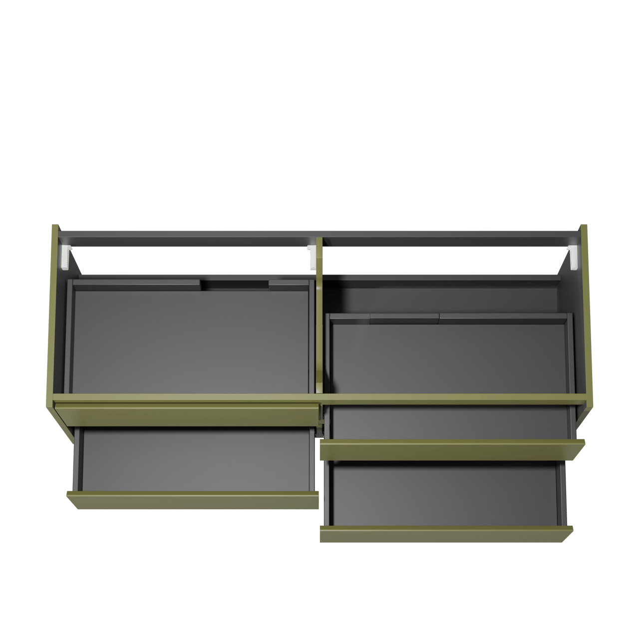 Storke Seda hängender Waschbeckenunterschrank: 150 x 52 cm, Olivgrün, 4 Schubladen