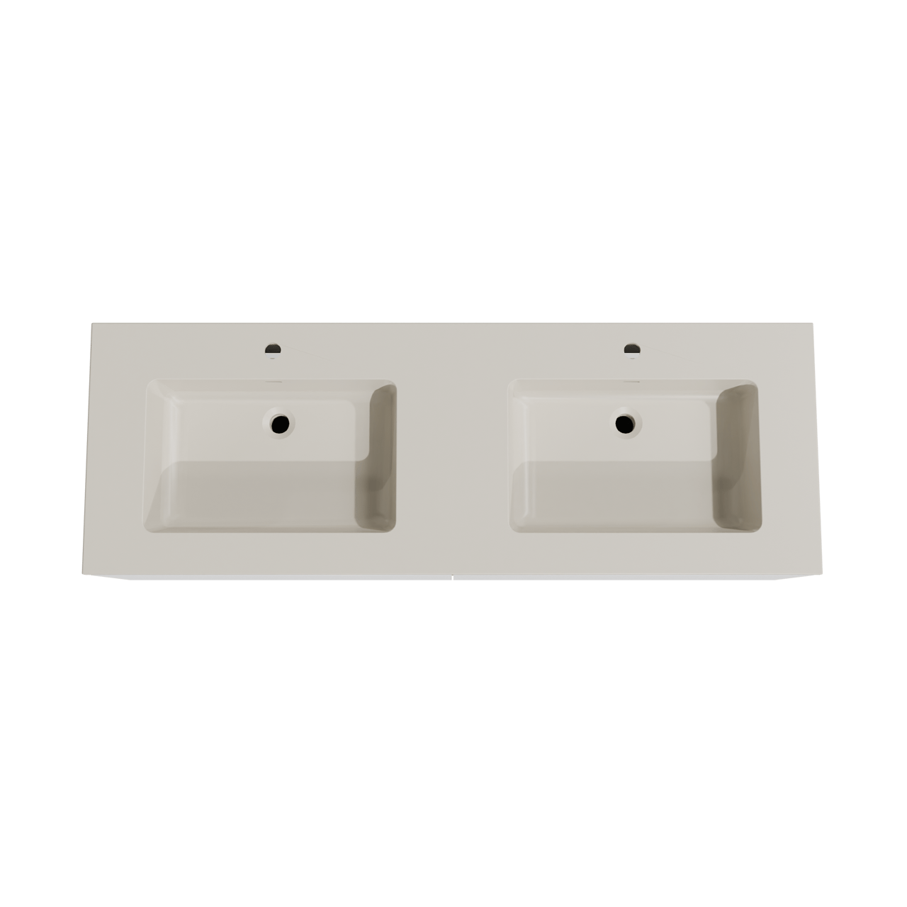 Storke Edge meuble salle de bains suspendu 150 x 52 cm blanc mat avec Diva double vasque en top solid soie grise