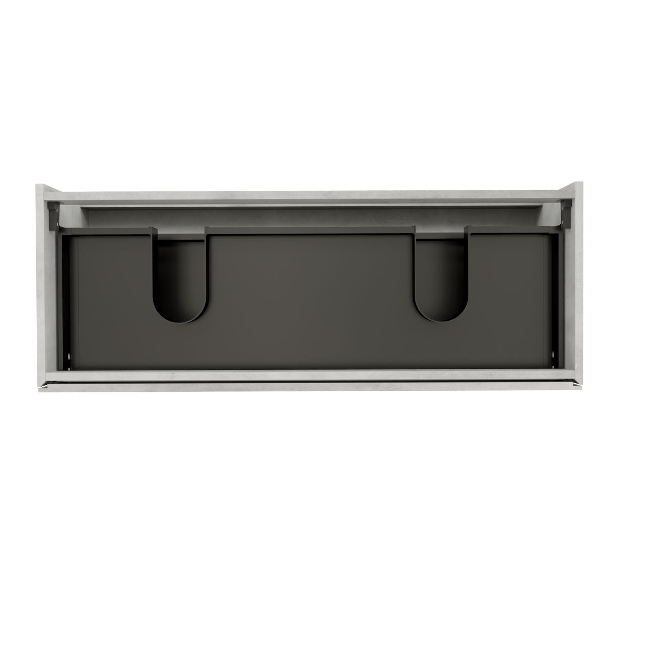 Storke Edge zwevende wastafelonderkast 120 x 46 cm beton zilvergrijs 2 lades 2 sifonuitsparingen