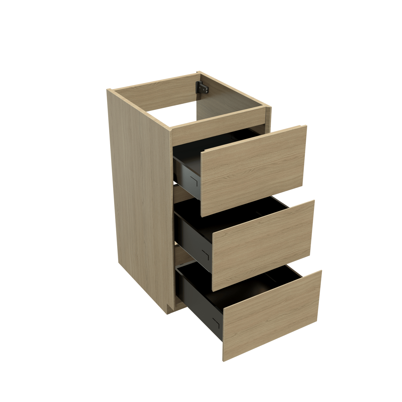 Storke Edge meuble sous-lavabo a poser 45 x 52 cm chêne naturel 3 tiroirs