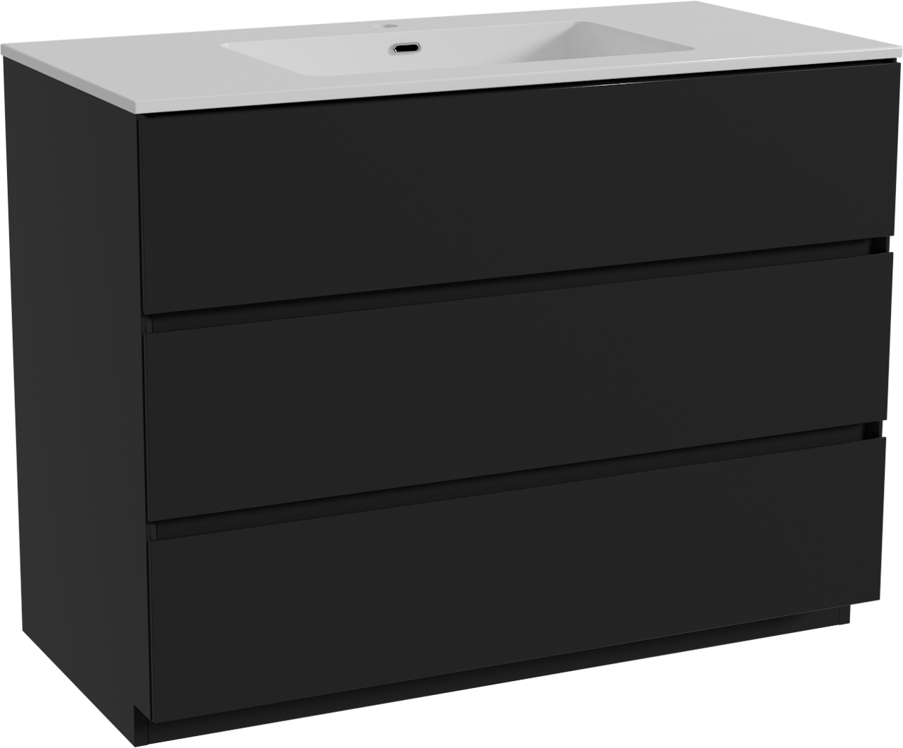 Storke Edge meuble salle de bains à poser 105 x 52 cm noir mat avec Diva plan simple en marbre composite blanc brillant