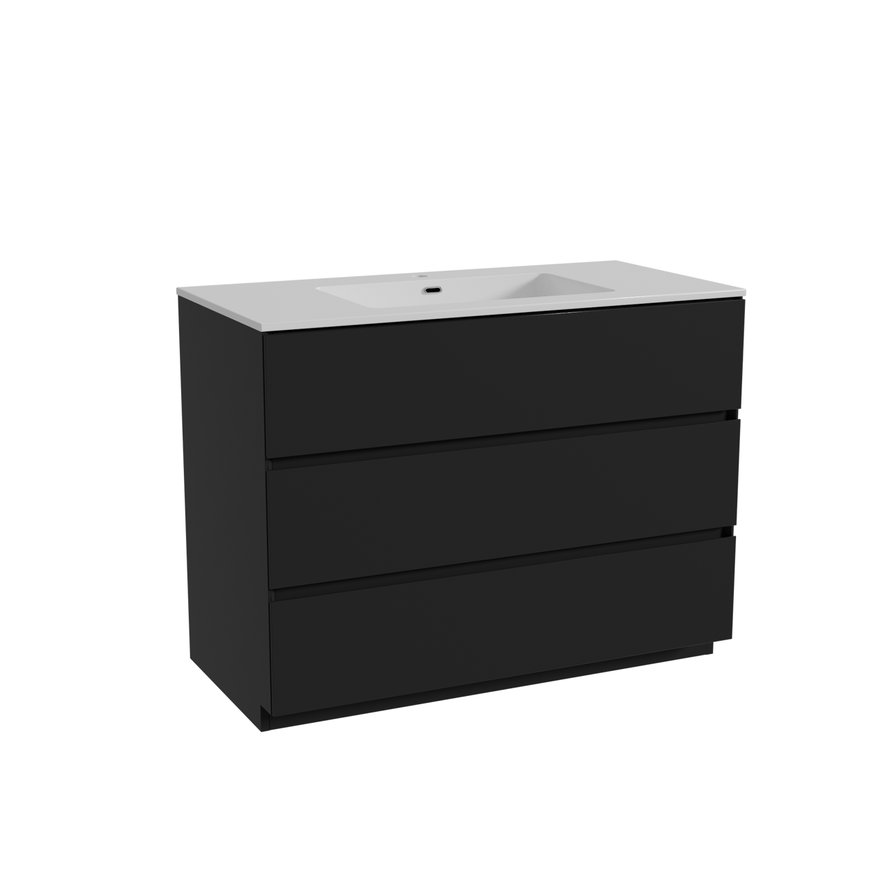 Storke Edge meuble salle de bains à poser 105 x 52 cm noir mat avec Diva plan simple en marbre composite blanc brillant