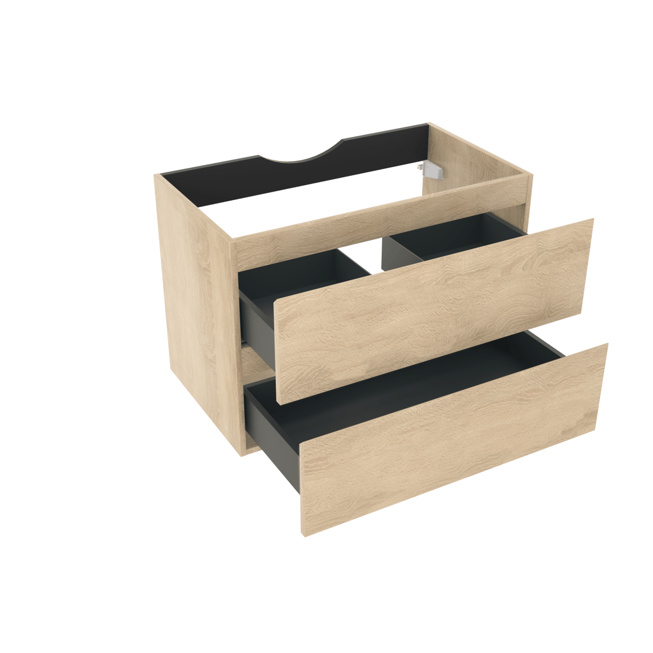 Linie Lado zwevende wastafelonderkast 80 x 46 cm wit eiken 2 lades