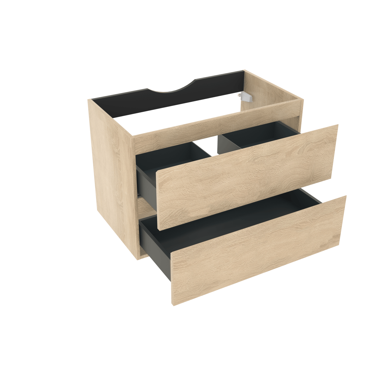 Linie Lado meuble sous-vasque suspendu 80 x 46 cm chêne blanc 2 tiroirs