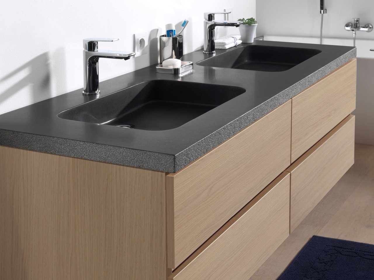 Balmani Napoli Due dubbele wastafel verzoete graniet 150 x 55 cm