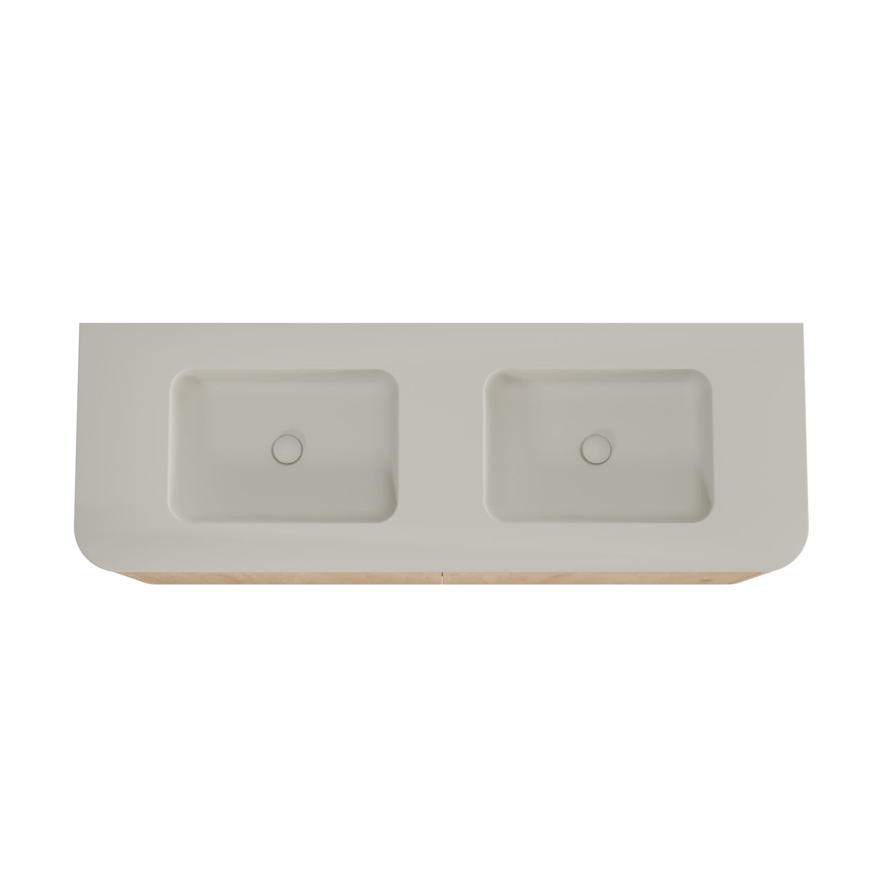 Balmani Moon hängendes Möbelstück Set: 160 x 55 cm, Naturbelassene Eiche, mit Moon Doppelwaschtisch, Top Solid Seidengrau