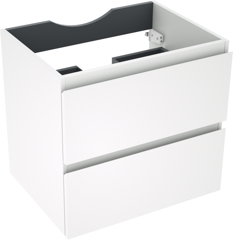 Linie Lado hängender Waschbeckenunterschrank: 60 x 46 cm, Weiß matt, 2 Schubladen