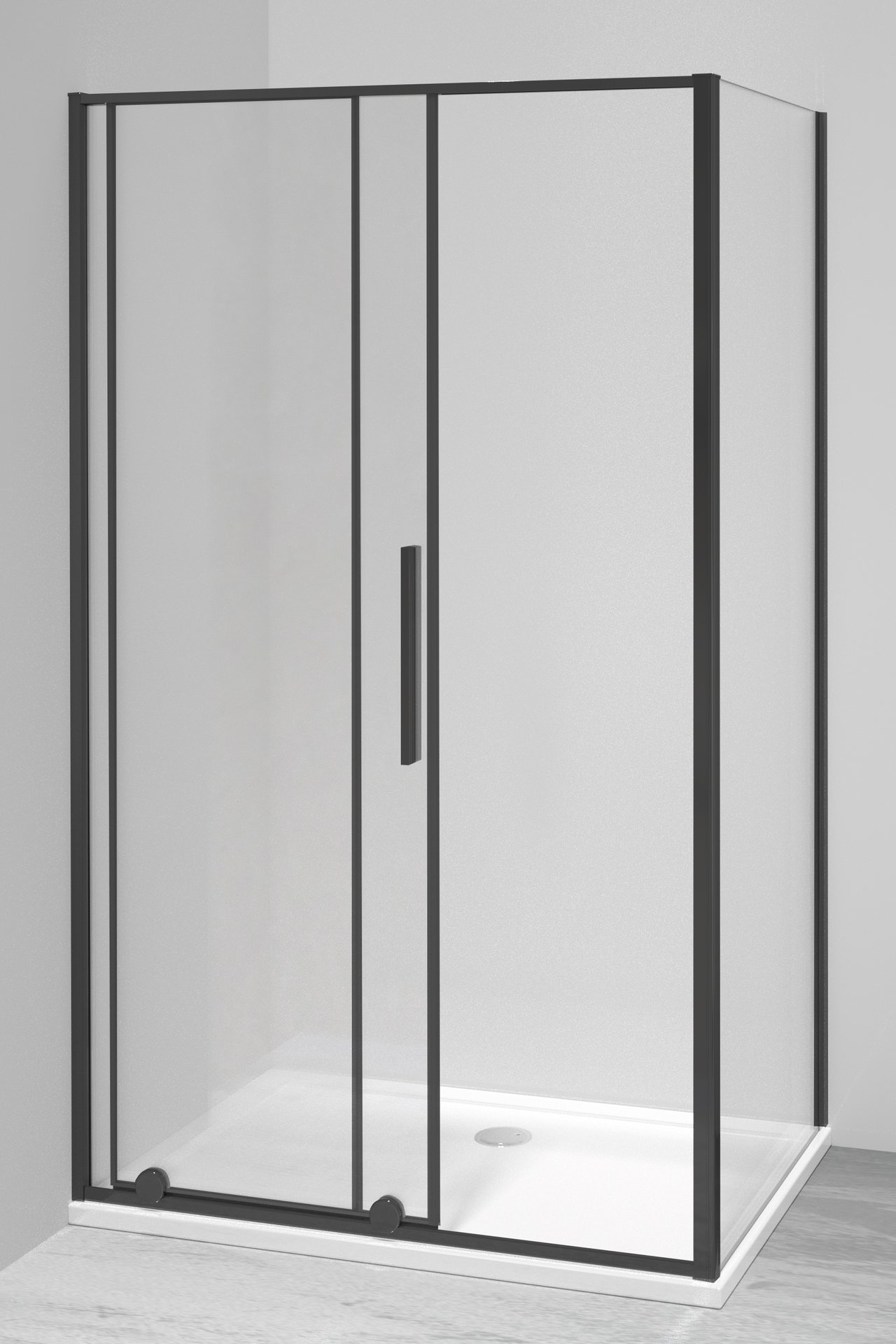 Luca Varess Morano douchecabine met schuifdeur en vaste zijwand 80 x 120 cm helder glas mat zwart profiel