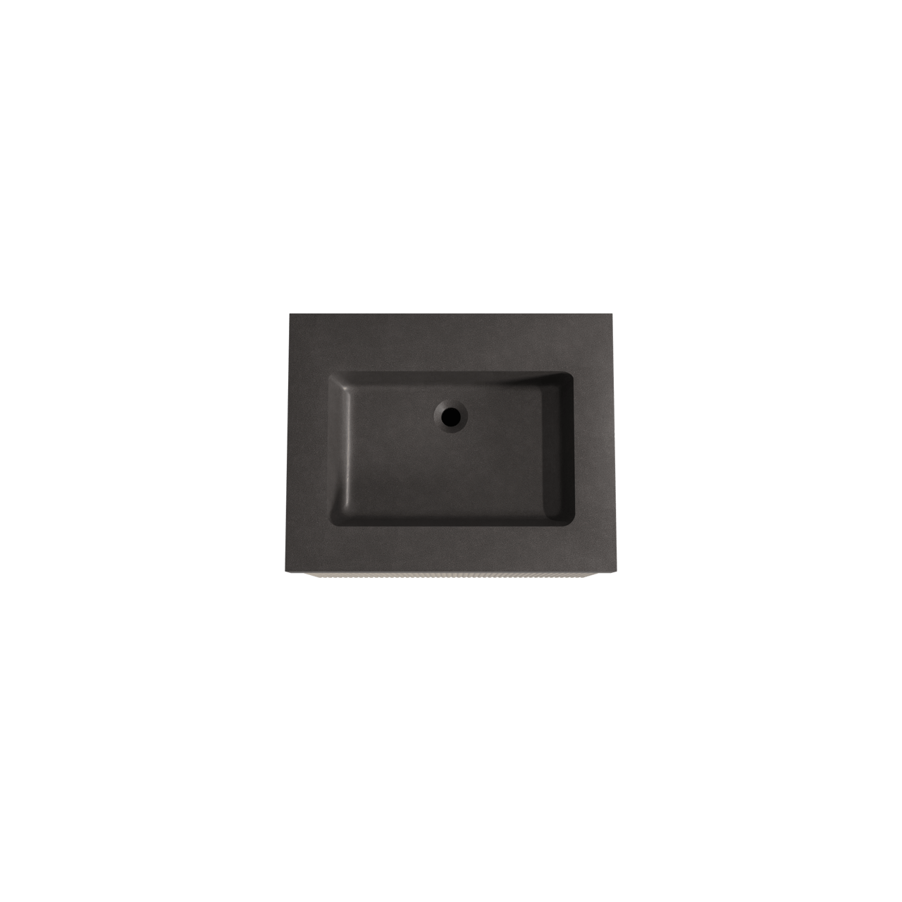 Storke Ribs meuble salle de bains suspendu 65 x 52 cm chêne brut avec Scuro High plan simple en quartz noir mat, Nervure droite symétrique verticale