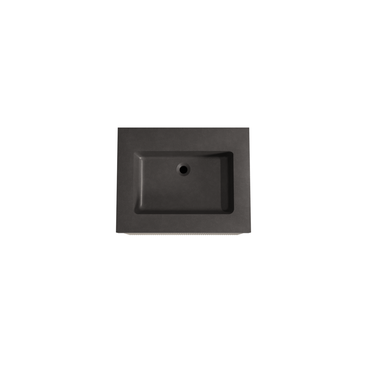 Storke Ribs meuble salle de bains suspendu 65 x 52 cm chêne brut avec Scuro High plan simple en quartz noir mat, Nervure droite symétrique verticale