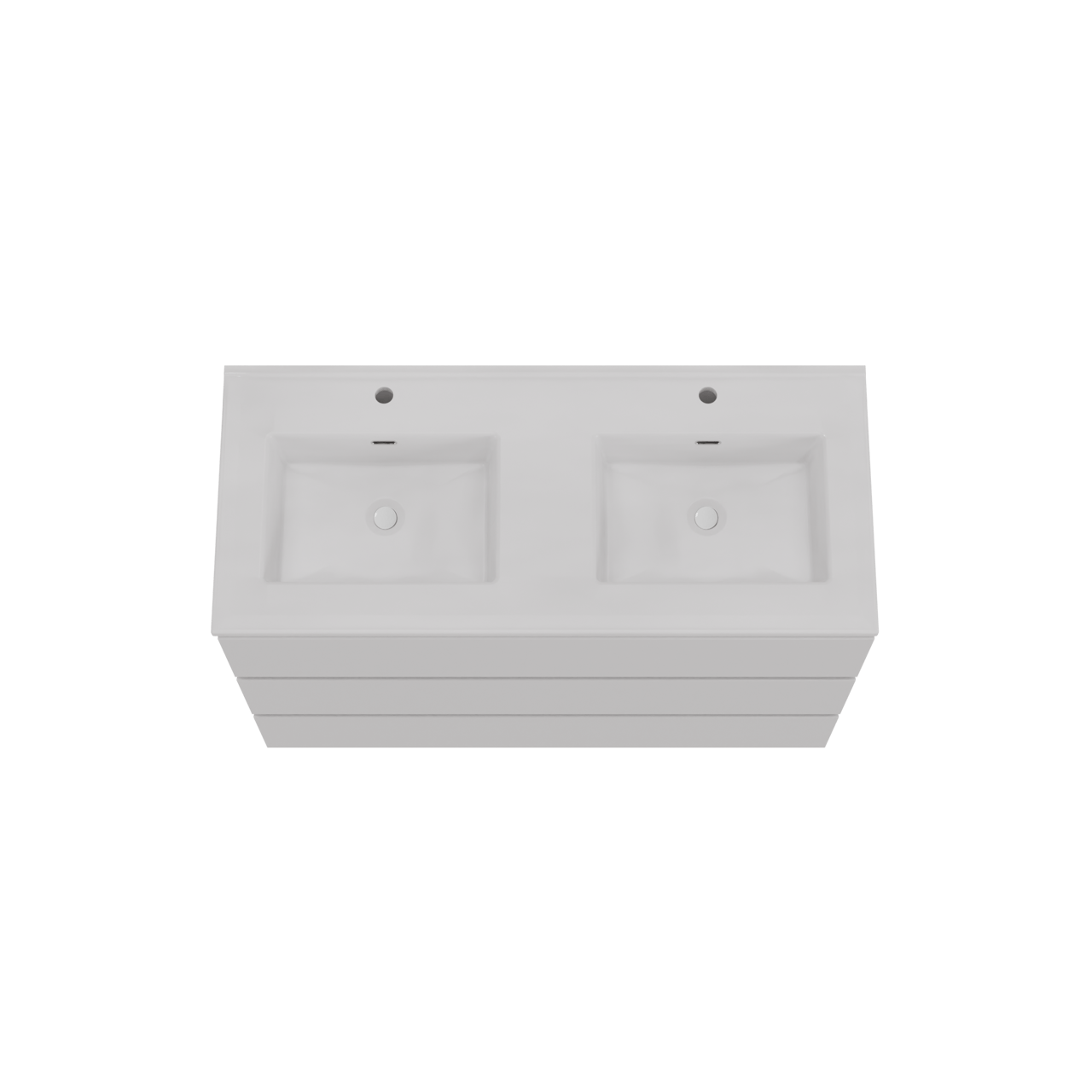 Storke Edge meuble salle de bains à poser 120 x 52 cm blanc mat avec Kera double vasque en céramique blanc brillant, bondes incluses