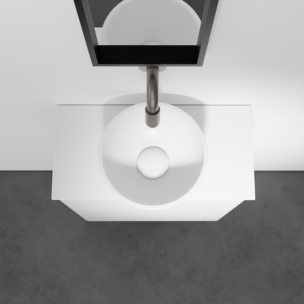 Balmani Mitra meuble wc suspendu 42 x 21 cm blanc mat avec Facetta tablette et Jazz vaque à poser en Solid Surface mat
