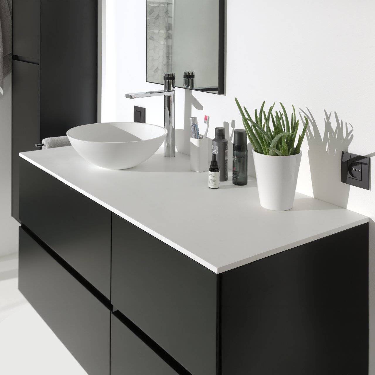 Storke Tavola Einzel- oder Doppelwaschtischplatte, Solid Surface matt, 120 x 46 cm