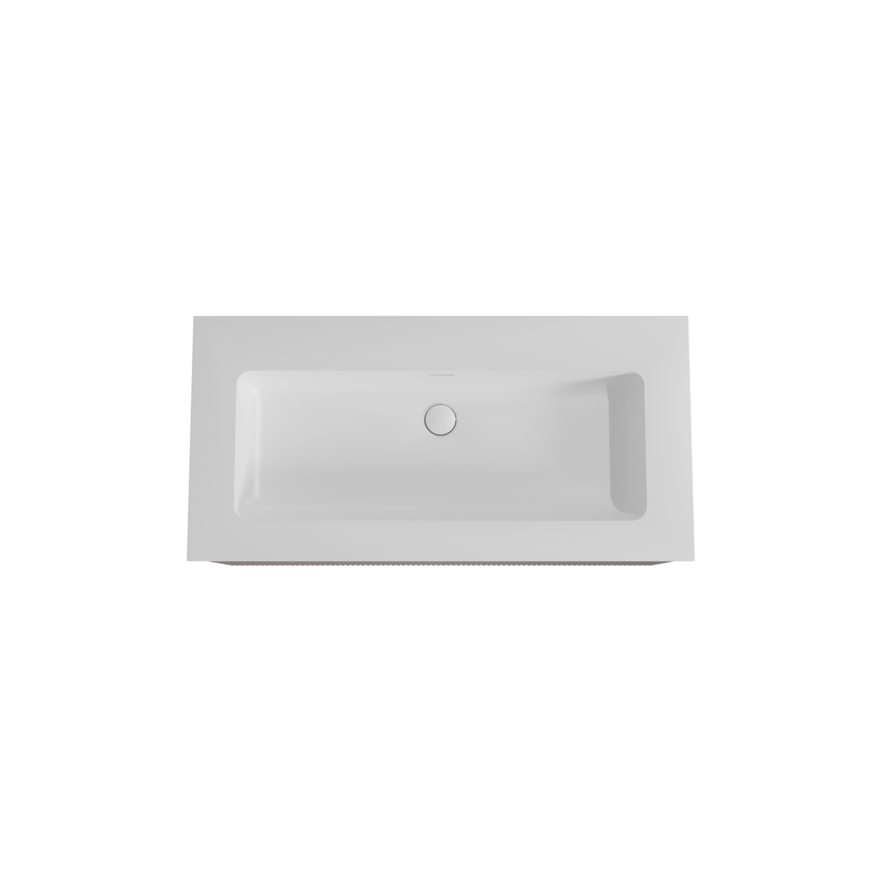 Storke Ribs zwevend badmeubel 105 x 52 cm notenhout met Mata enkele wastafel voor 2 kraangaten in solid surface mat wit, Verticale symmetrische rechte ribbel