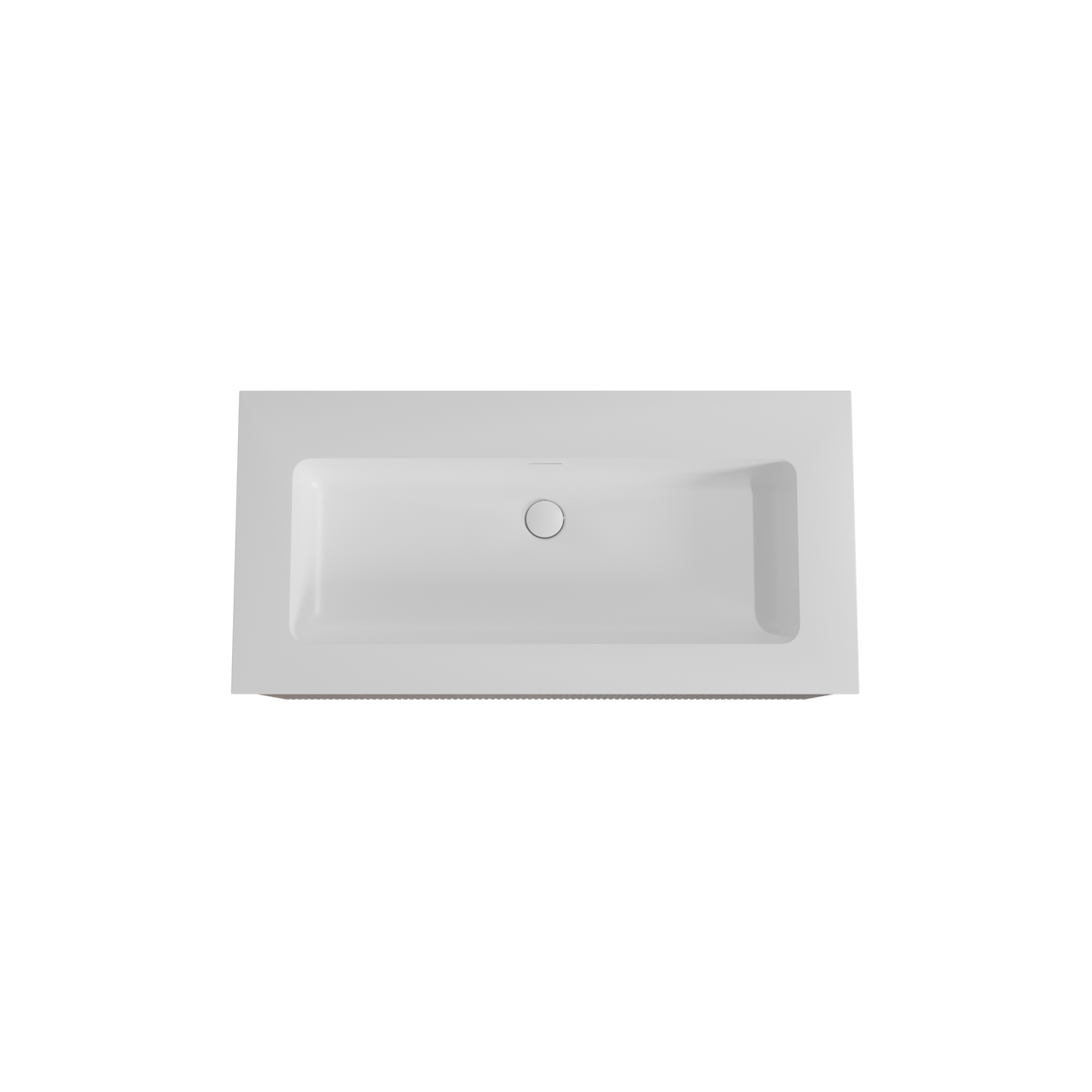 Storke Ribs zwevend badkamermeubel 105 x 52 cm notelaar met Mata enkele wastafel voor 2 kraangaten in solid surface mat wit, Verticale symmetrische rechte ribbel