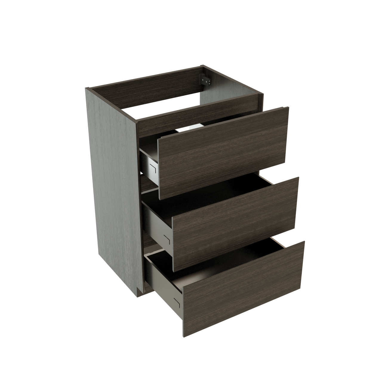 Storke Edge meuble sous-lavabo a poser 60 x 46 cm chêne foncé 3 tiroirs