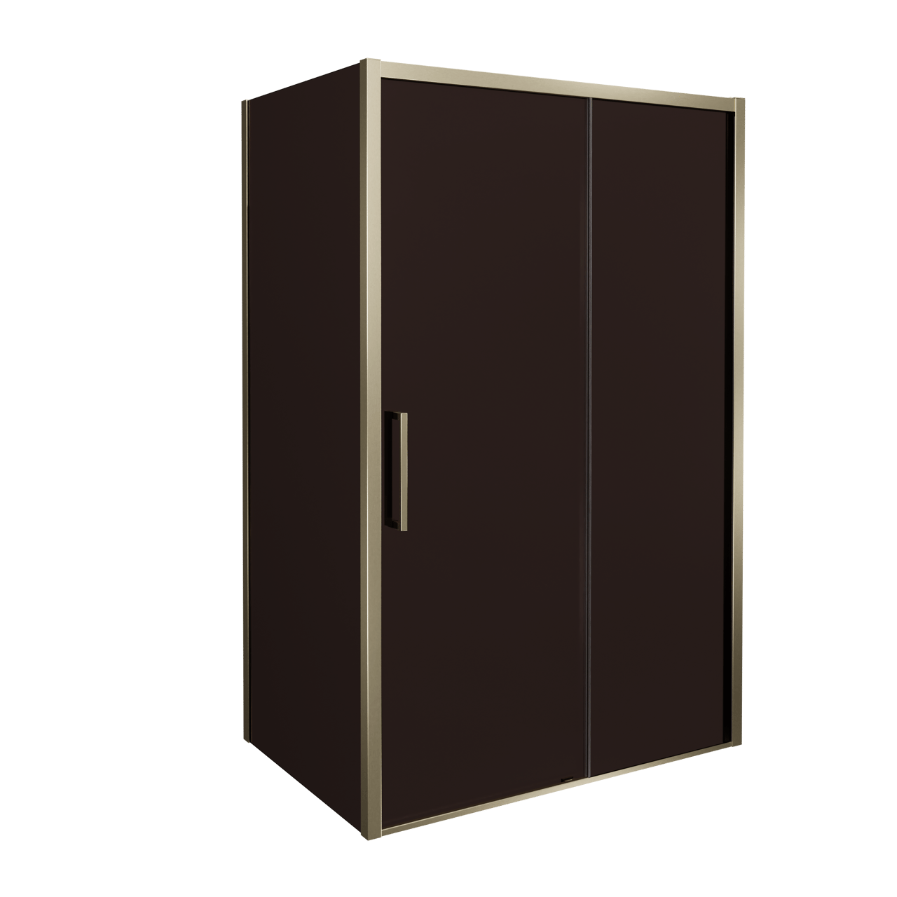 Balmani Senses Design Eckdusche: Schiebetür (Rechts) mit fixierte Seitenwand, 160 x 100 cm, Bronze, Profil Brushed Champagne Gold, inklusive Coating