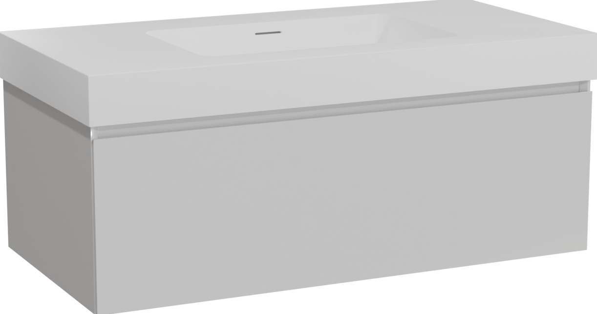 Storke Edge meuble salle de bains suspendu 105 x 52 cm blanc brillant avec Mata High plan simple en solid surface blanc mat