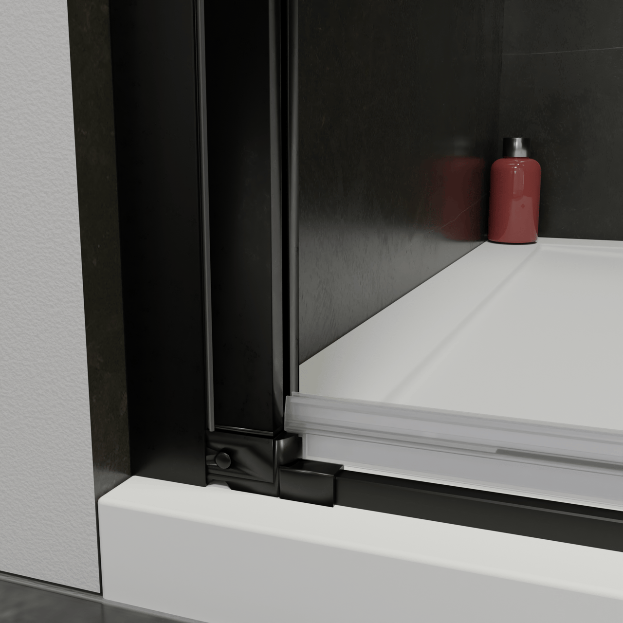 Luca Varess Kuresa douche draaideur 85 x 200 cm helder glas met matte strook mat zwart profiel