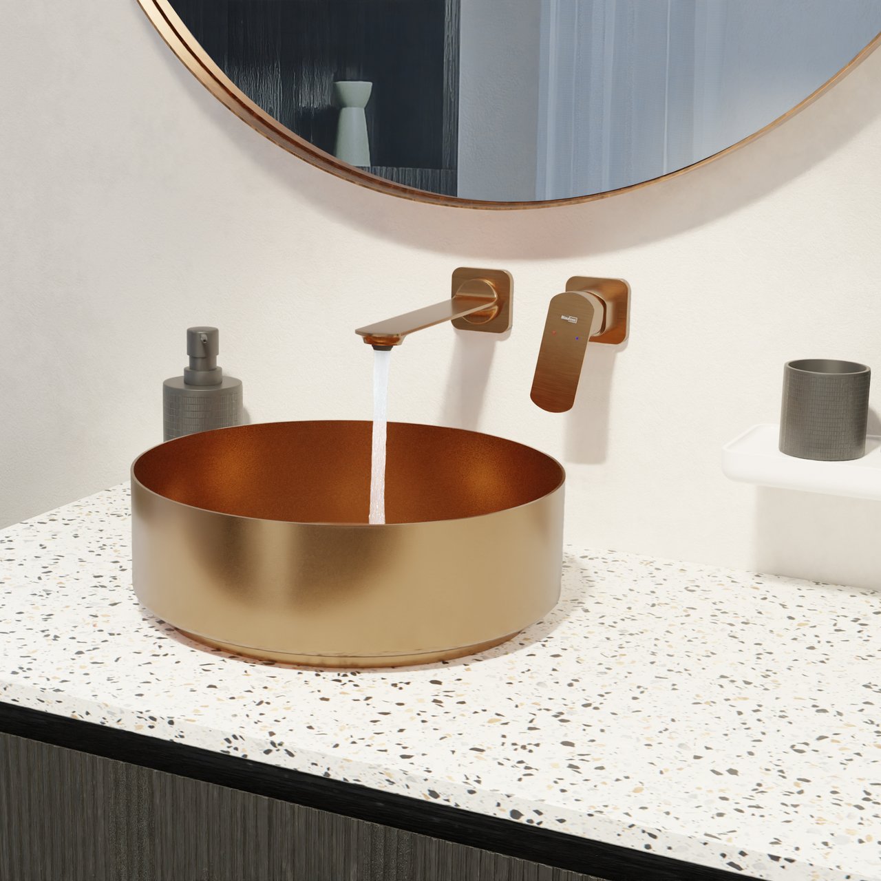 Blaufoss Bodan robinet de lavabo à encastrer brushed rosegold incl élément intégré