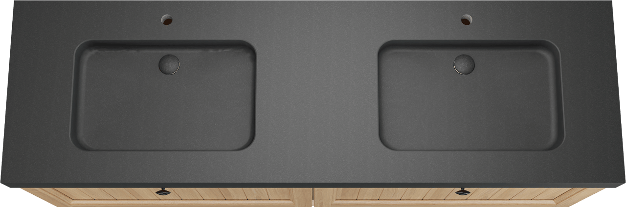 Balmani Lemon meuble salle de bains suspendu 180 x 55 cm, placage chêne naturel avec Napoli double vasque en granit noir