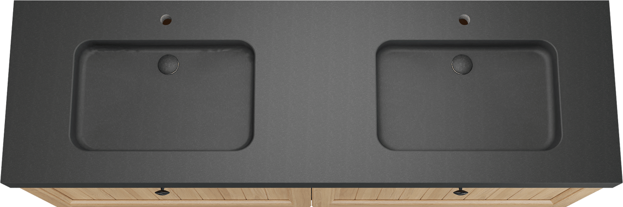 Balmani Lemon zwevend badkamermeubel 180 x 55 cm, fineer natuur eik met Napoli dubbele wastafel in graniet zwart