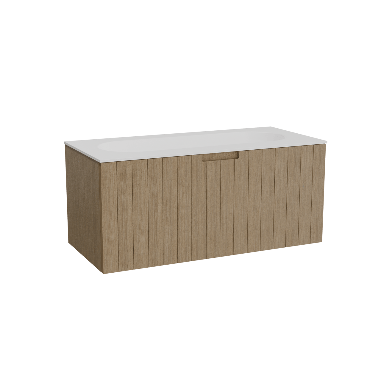 Balmani Adagio meuble salle de bains suspendu 120 x 55 cm chêne vieilli avec Tablo Oval lavabo simple pour 2 trous de robinet en solid surface blanc mat