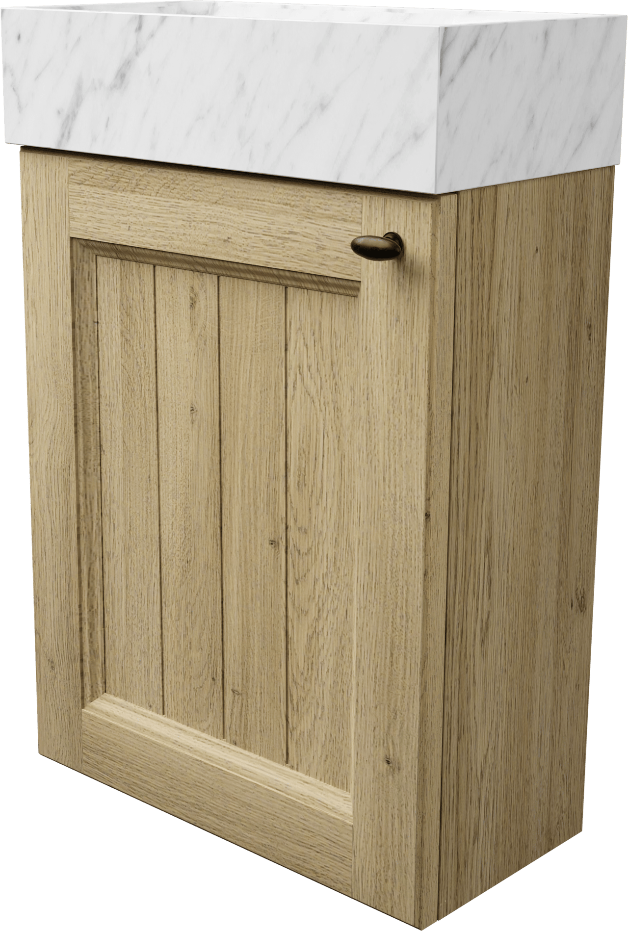 Balmani Lemon zwevend toiletmeubel 42 x 21 cm verweerde eik met Dama wastafel in Carrara marmer